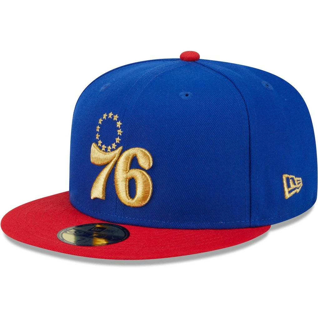 New Era Philadelphia 76ers Gameday Gold Pop Stars 59FIFTY Fitted Hat Royal/Red