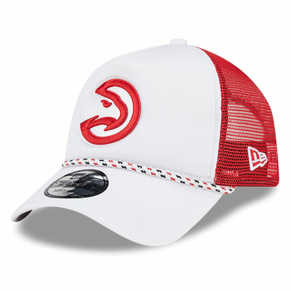 New Era Atlanta Hawks Court Sport Foam A-Frame 9FORTY Adjustable Trucker Hat White/Red