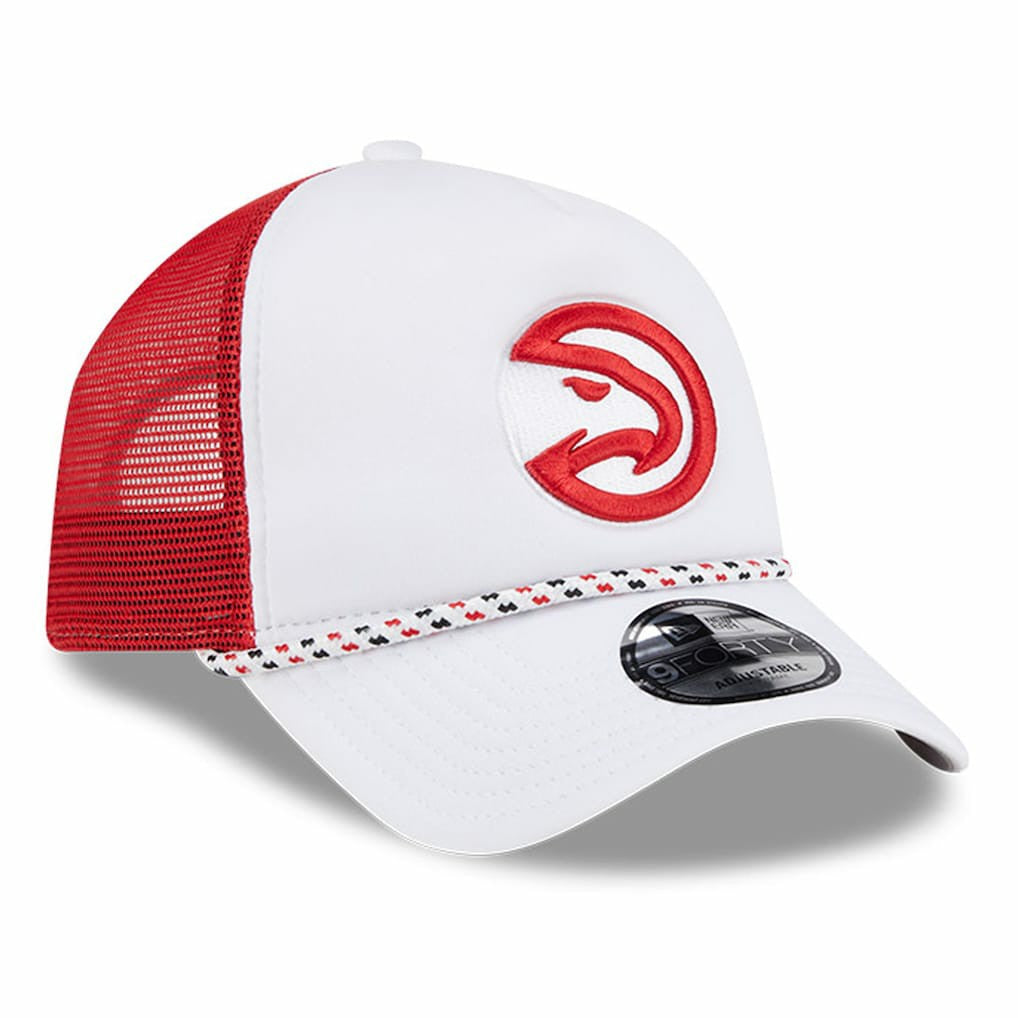 New Era Atlanta Hawks Court Sport Foam A-Frame 9FORTY Adjustable Trucker Hat White/Red