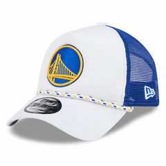 New Era Golden State Warriors Court Sport Foam A-Frame 9FORTY Adjustable Trucker Hat White/Royal