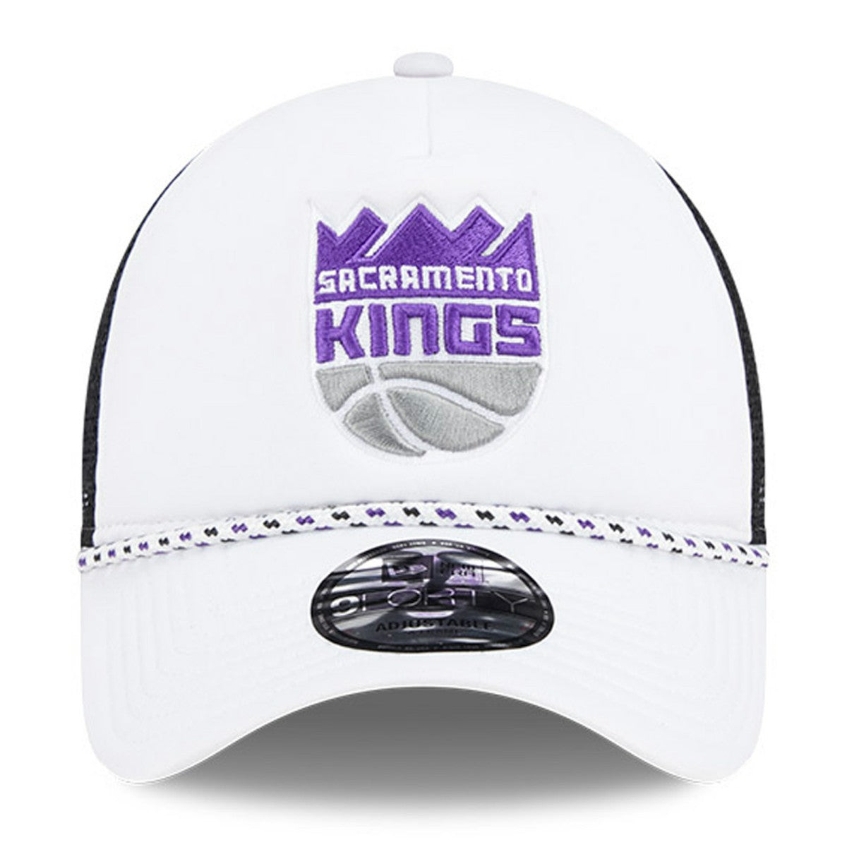 New Era Sacramento Kings Court Sport Foam A-Frame 9FORTY Adjustable Trucker Hat White/Black