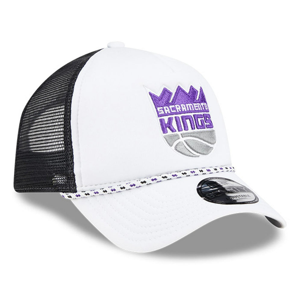 New Era Sacramento Kings Court Sport Foam A-Frame 9FORTY Adjustable Trucker Hat White/Black