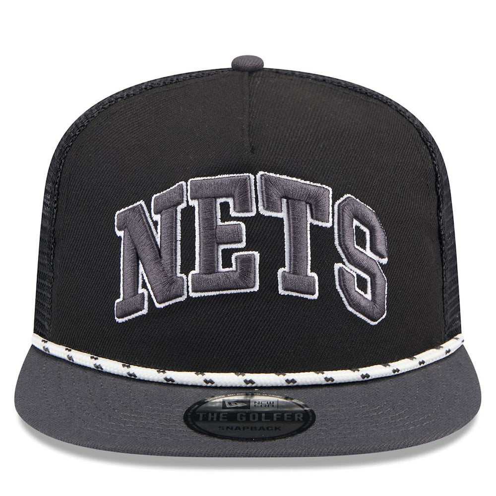 New Era Brooklyn Nets Throwback Team Arch Golfer Snapback Hat Black/Charcoal
