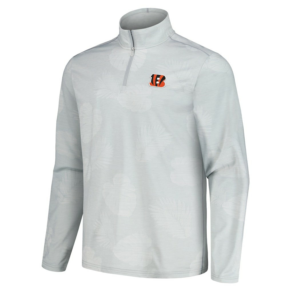 Cincinnati Bengals Delray Frond IslandZone Half-Zip Sweatshirt - Gray - Tommy Bahama