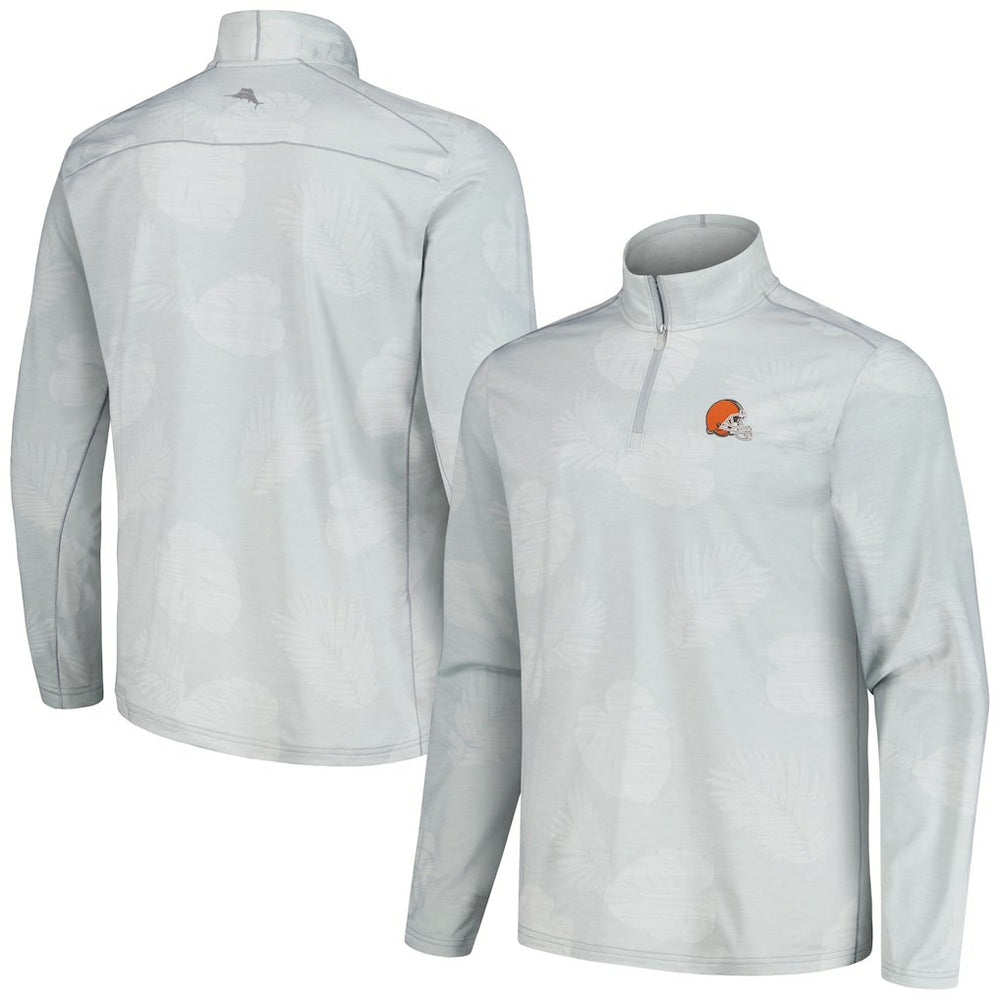 Cleveland Browns Delray Frond IslandZone Half-Zip Sweatshirt - Gray - Tommy Bahama