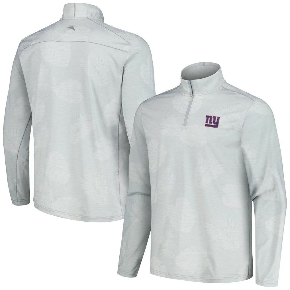 New York Giants Delray Frond IslandZone Half-Zip Sweatshirt - Gray - Tommy Bahama