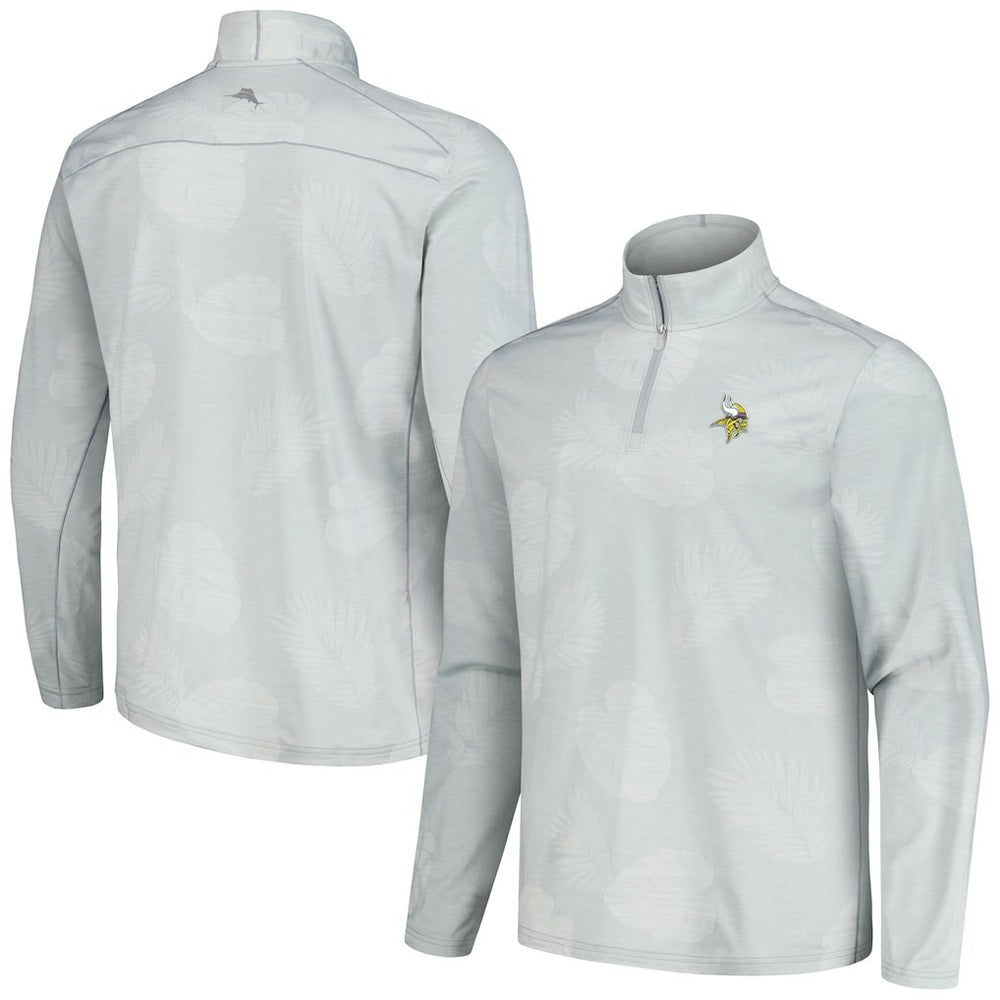 Minnesota Vikings Delray Frond IslandZone Half-Zip Sweatshirt - Gray - Tommy Bahama