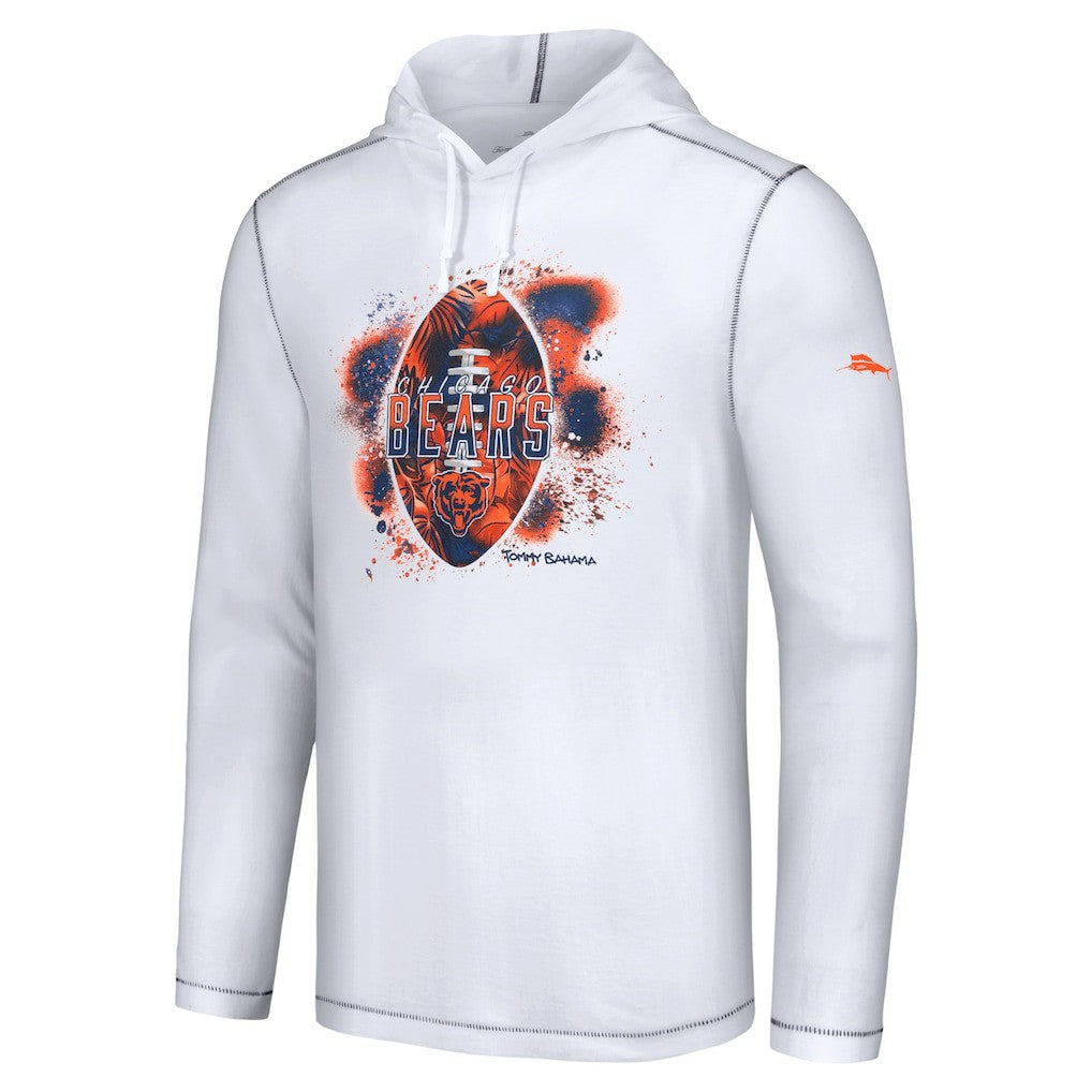 Chicago Bears Graffiti Touchdown Pullover Hoodie - White - Tommy Bahama