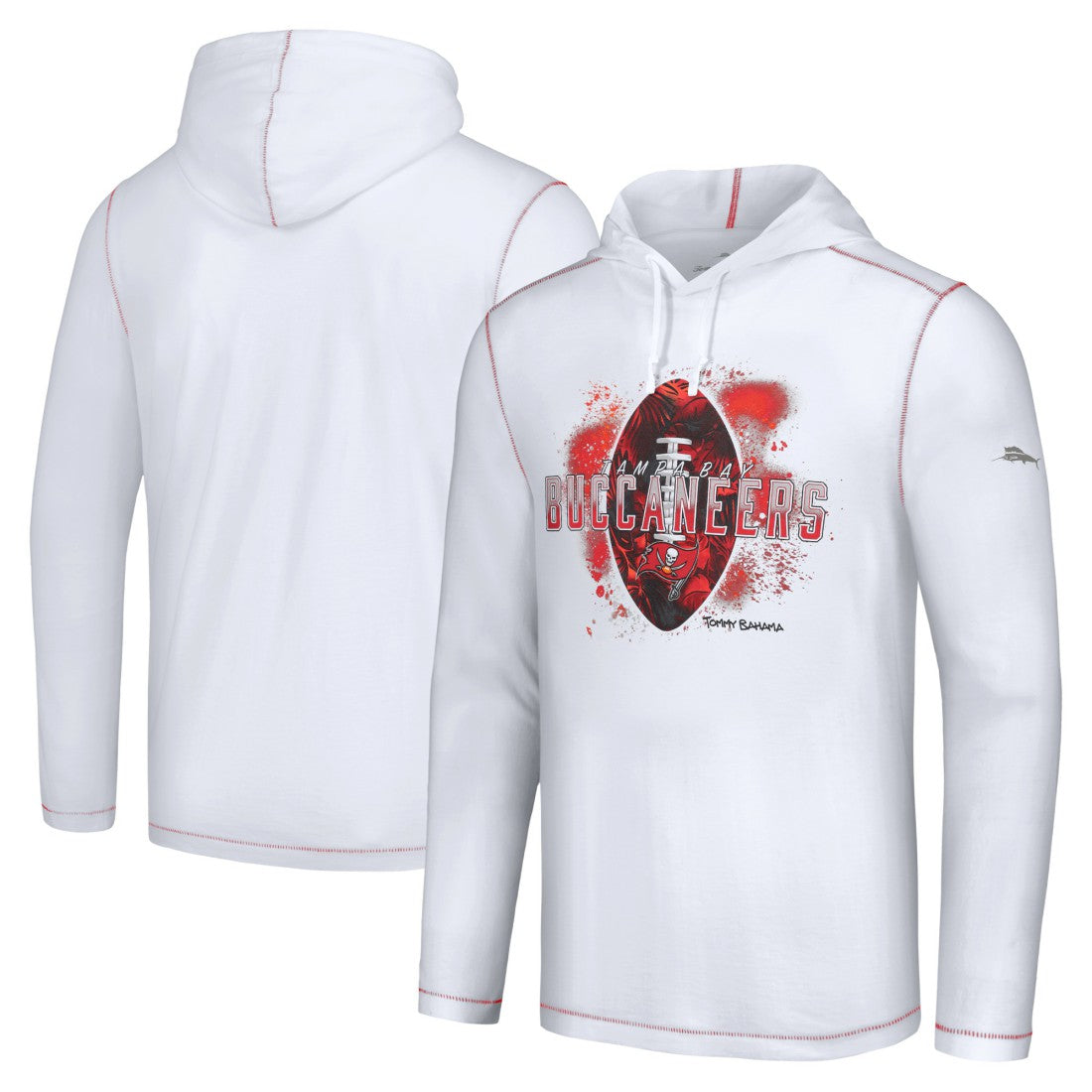 Tampa Bay Buccaneers Graffiti Touchdown Pullover Hoodie - White - Tommy Bahama