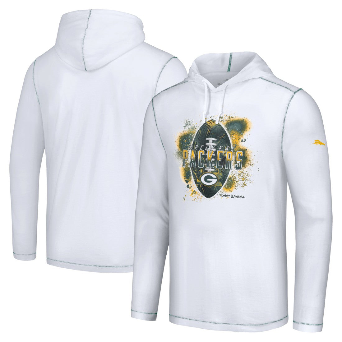 Green Bay Packers Graffiti Touchdown Pullover Hoodie - White - Tommy Bahama