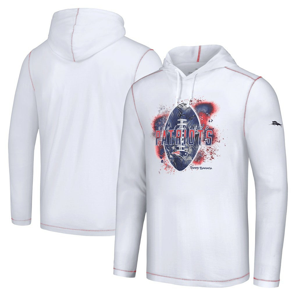 New England Patriots Graffiti Touchdown Pullover Hoodie - White - Tommy Bahama