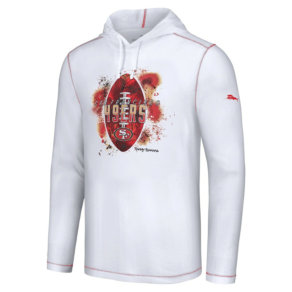 San Francisco 49ers Graffiti Touchdown Pullover Hoodie - White - Tommy Bahama