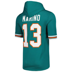Dan Marino Miami Dolphins Retired Player Name & Number Mesh Hoodie T-Shirt - Aqua - Mitchell & Ness