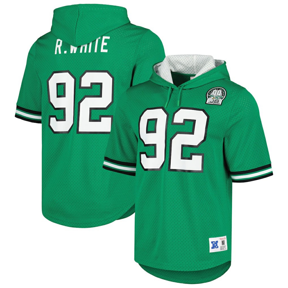 Reggie White Philadelphia Eagles Retired Player Name & Number Mesh Hoodie T-Shirt - Kelly Green - Mitchell & Ness