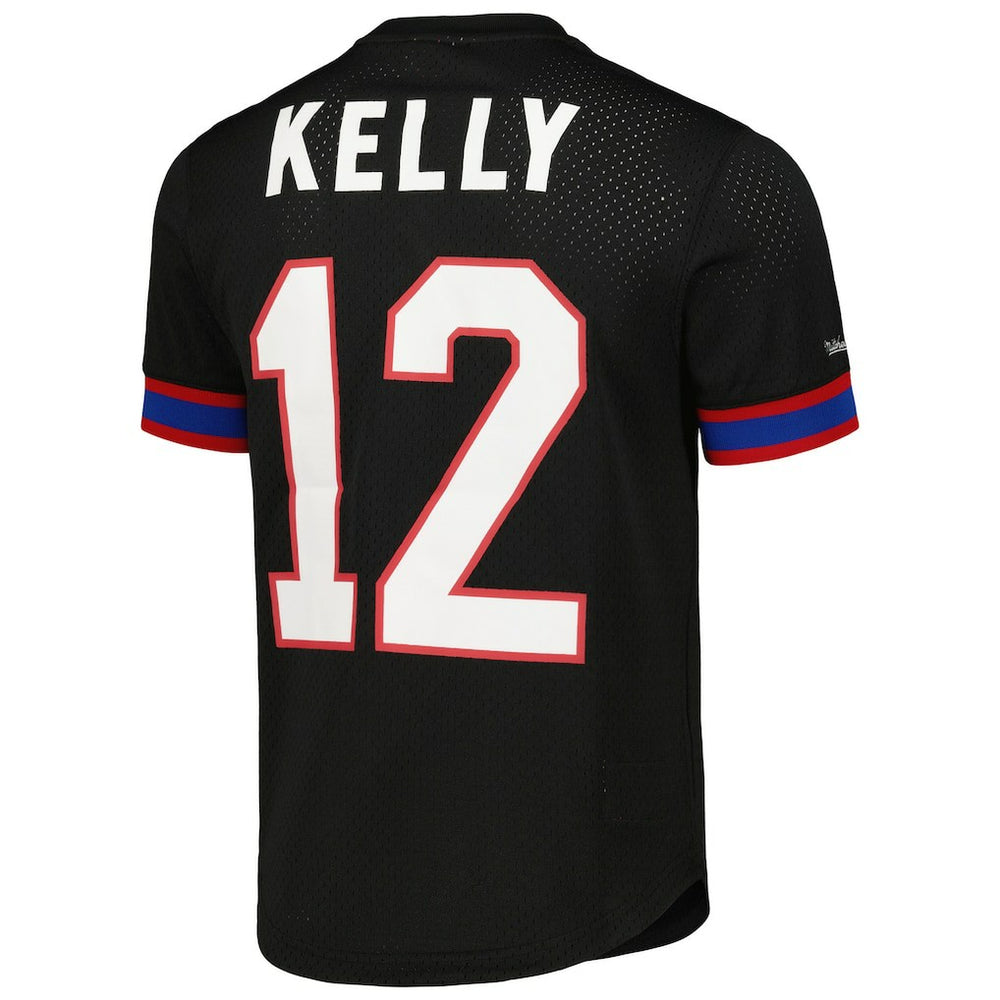 Jim Kelly Buffalo Bills Retired Player Name & Number Mesh Top - Black - Mitchell & Ness