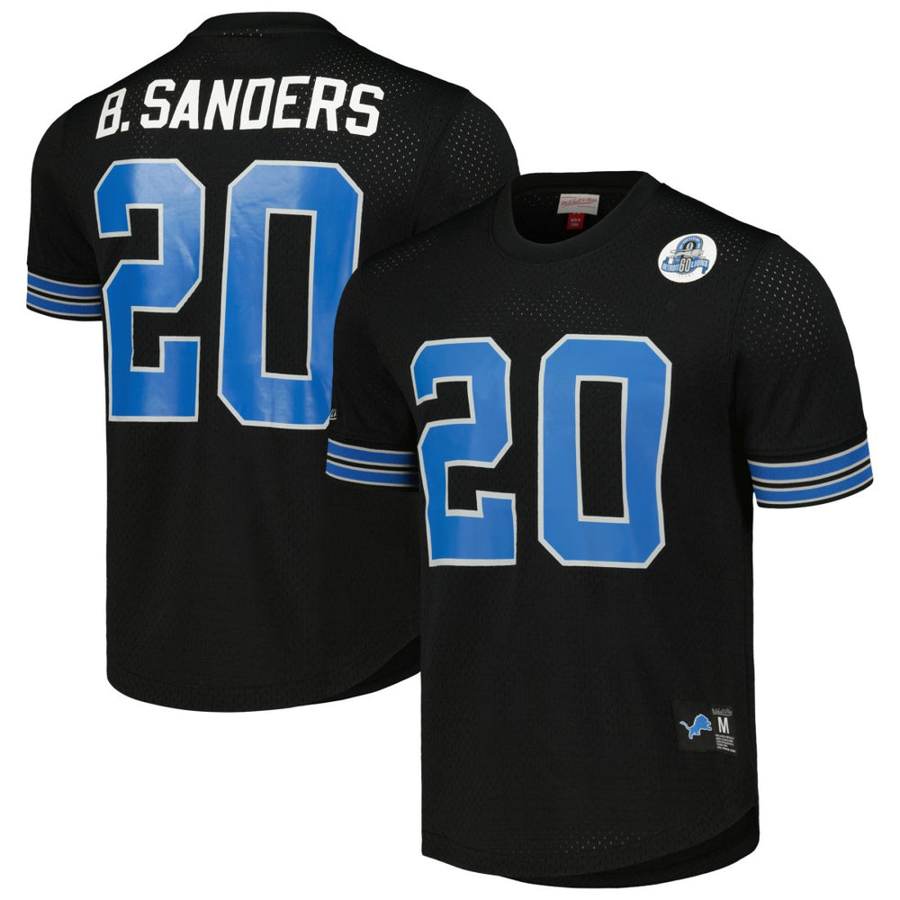 Barry Sanders Detroit Lions Retired Player Name & Number Mesh Top - Black - Mitchell & Ness