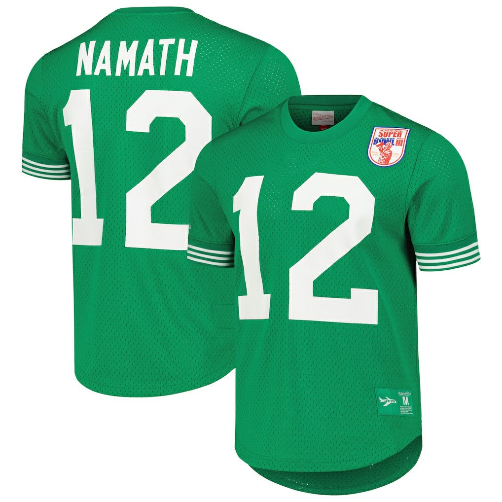 Joe Namath New York Jets Retired Player Name & Number Mesh Top - Kelly Green - Mitchell & Ness