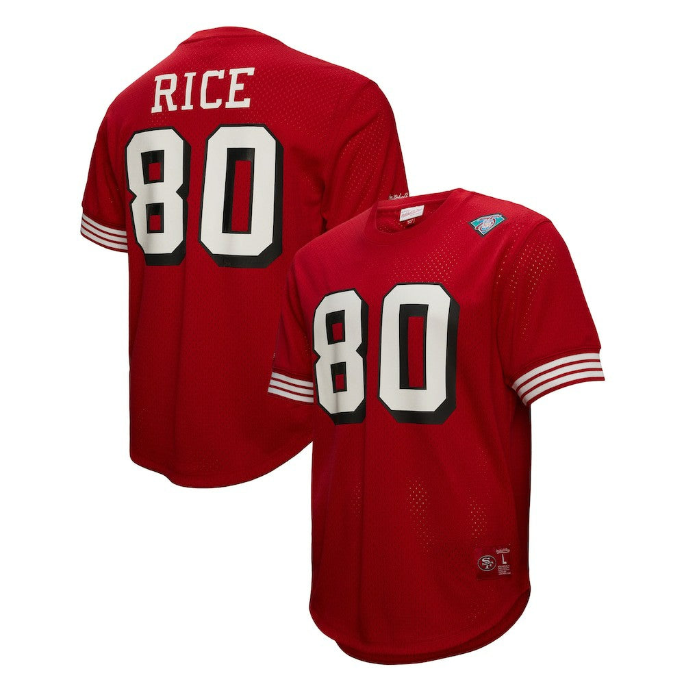 Jerry Rice San Francisco 49ers Retired Player Name & Number Mesh Top - Scarlet - Mitchell & Ness