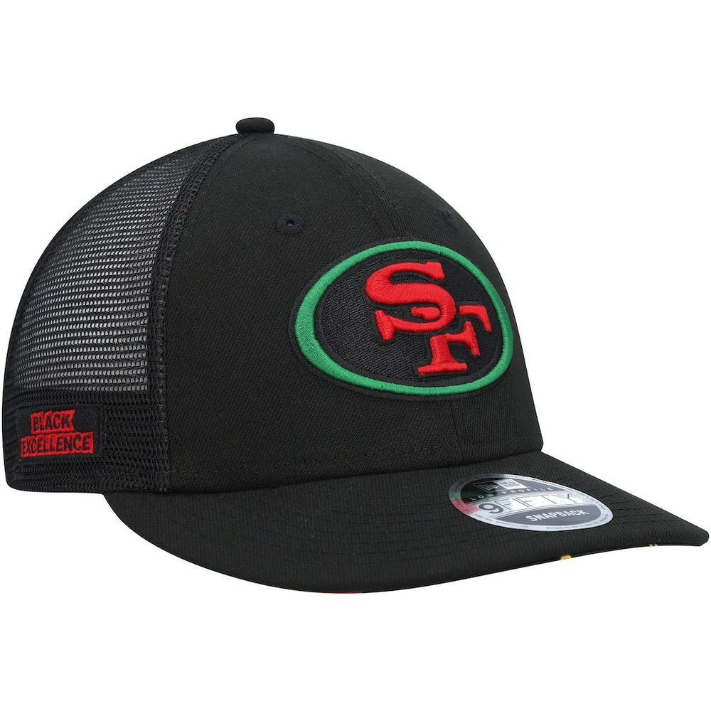 San Francisco 49ers New Era Black Excellence Collection Trucker Low Profile 9FIFTY Snapback Hat - Black - NFL