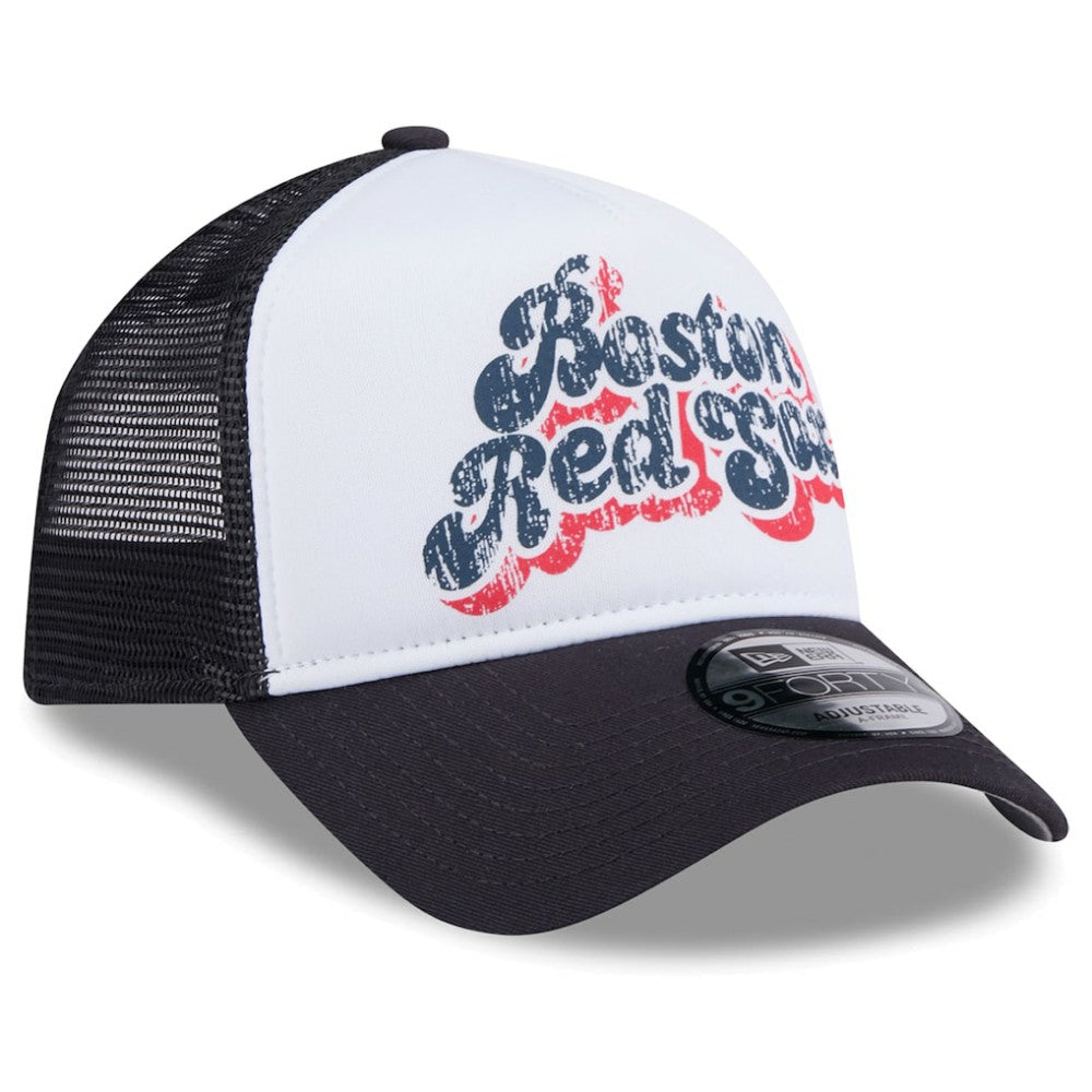 Boston Red Sox New Era Women's Throwback Team Foam Front A-Frame Trucker 9FORTY Adjustable Hat for sale
