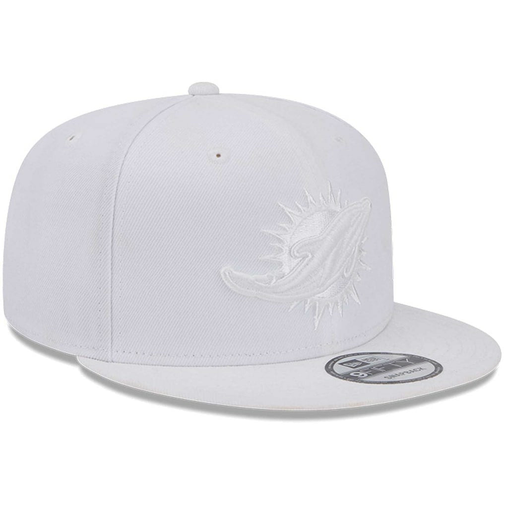 Miami Dolphins New Era Main White on White 9FIFTY Snapback Hat - NFL