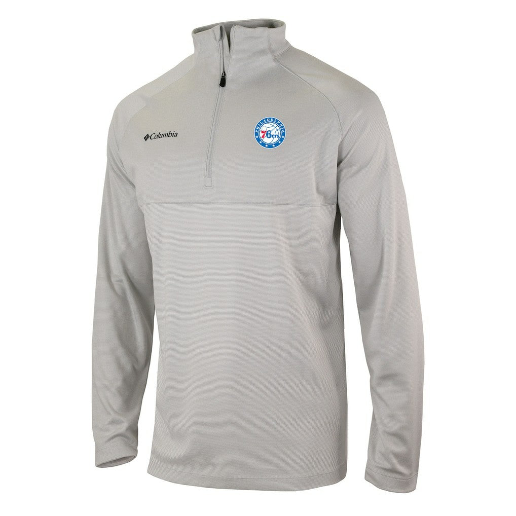 Columbia Philadelphia 76ers Omni-Wick Rockin' It Quarter-Zip Pullover Top Heather Gray
