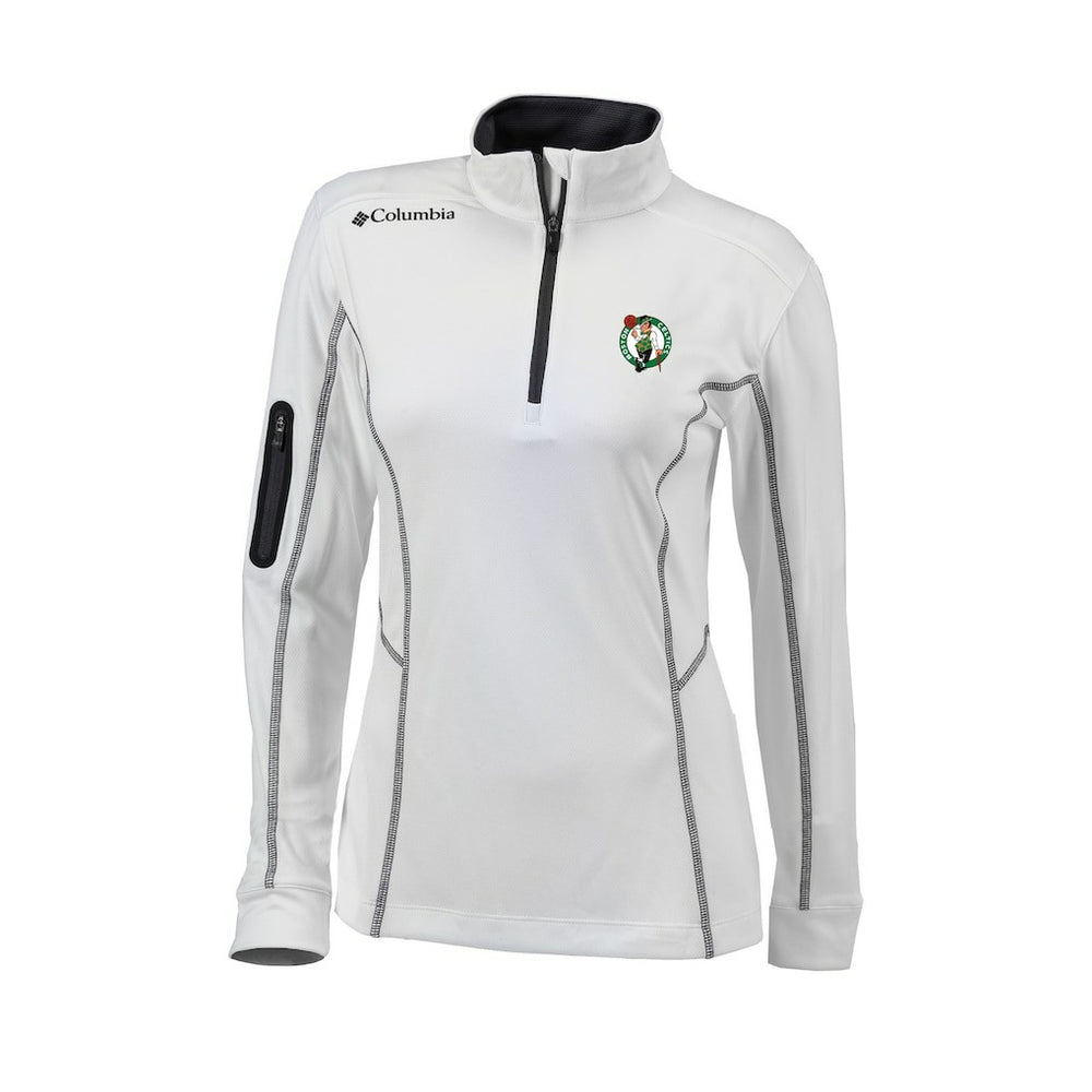 Columbia Boston Celtics Women's Omni-Wick Shotgun Quarter-Zip Pullover Top White