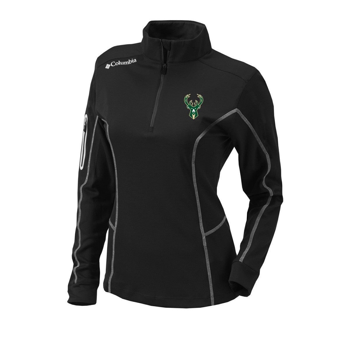 Columbia Milwaukee Bucks Women's Omni-Wick Shotgun Quarter-Zip Pullover Top Black