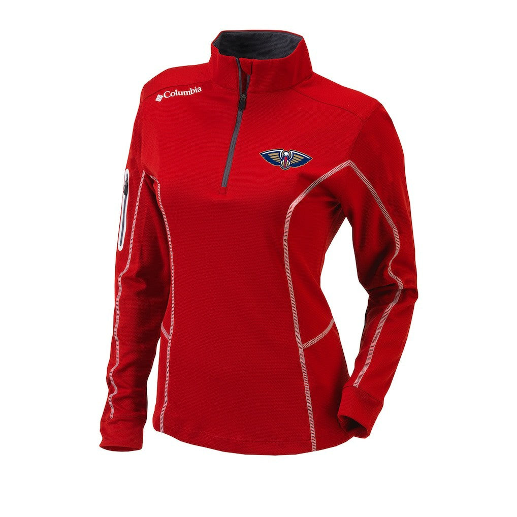 Columbia New Orleans Pelicans Women's Omni-Wick Shotgun Quarter-Zip Pullover Top Red