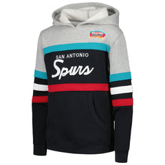 Mitchell & Ness San Antonio Spurs Youth Hardwood Classics Head Coach Pullover Hoodie Black/Heather Gray