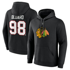 Connor Bedard Chicago Blackhawks Fanatics Authentic Stack Name & Number Tri-Blend Pullover Hoodie - Black | Fanatics discount