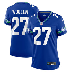 Tariq Woolen Seattle Seahawks Women's Throwback Player Game Jersey - Royal - Nike