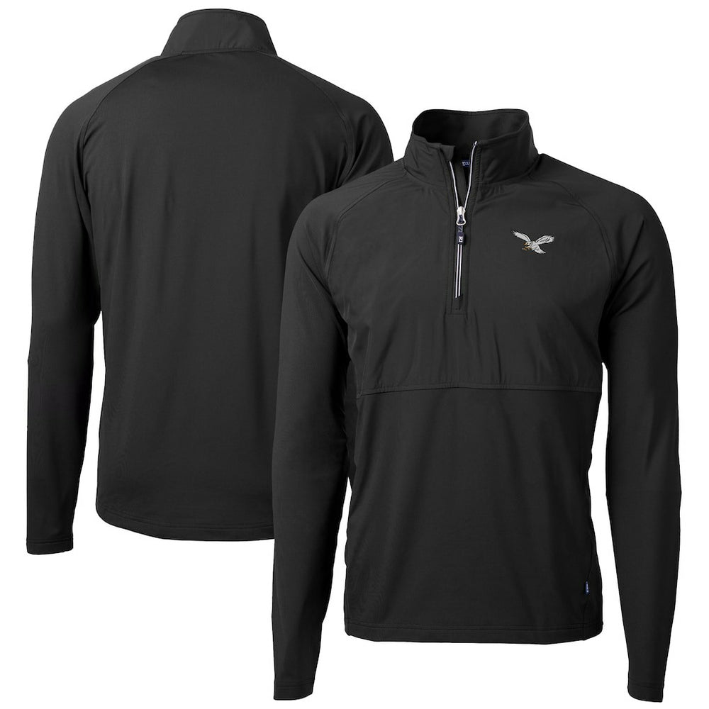 Philadelphia Eagles Cutter & Buck Adapt Eco Knit Hybrid Recycled Quarter-Zip Pullover Jacket - Black - NFL