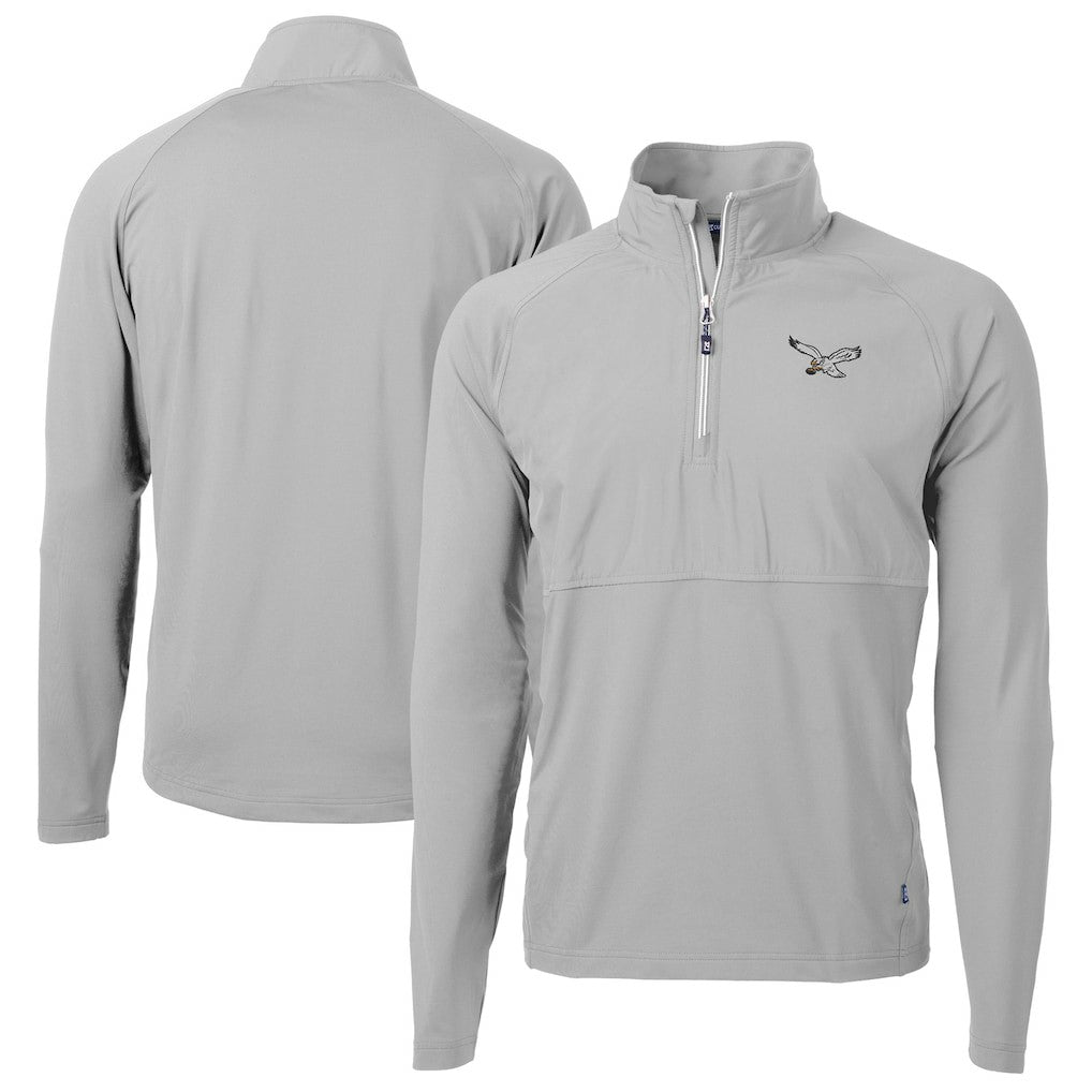 Philadelphia Eagles Cutter & Buck Adapt Eco Knit Hybrid Recycled Quarter-Zip Pullover Jacket - Silver - NFL