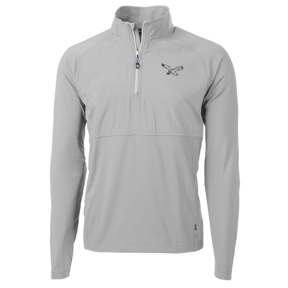 Philadelphia Eagles Cutter & Buck Adapt Eco Knit Hybrid Recycled Quarter-Zip Pullover Jacket - Silver - NFL