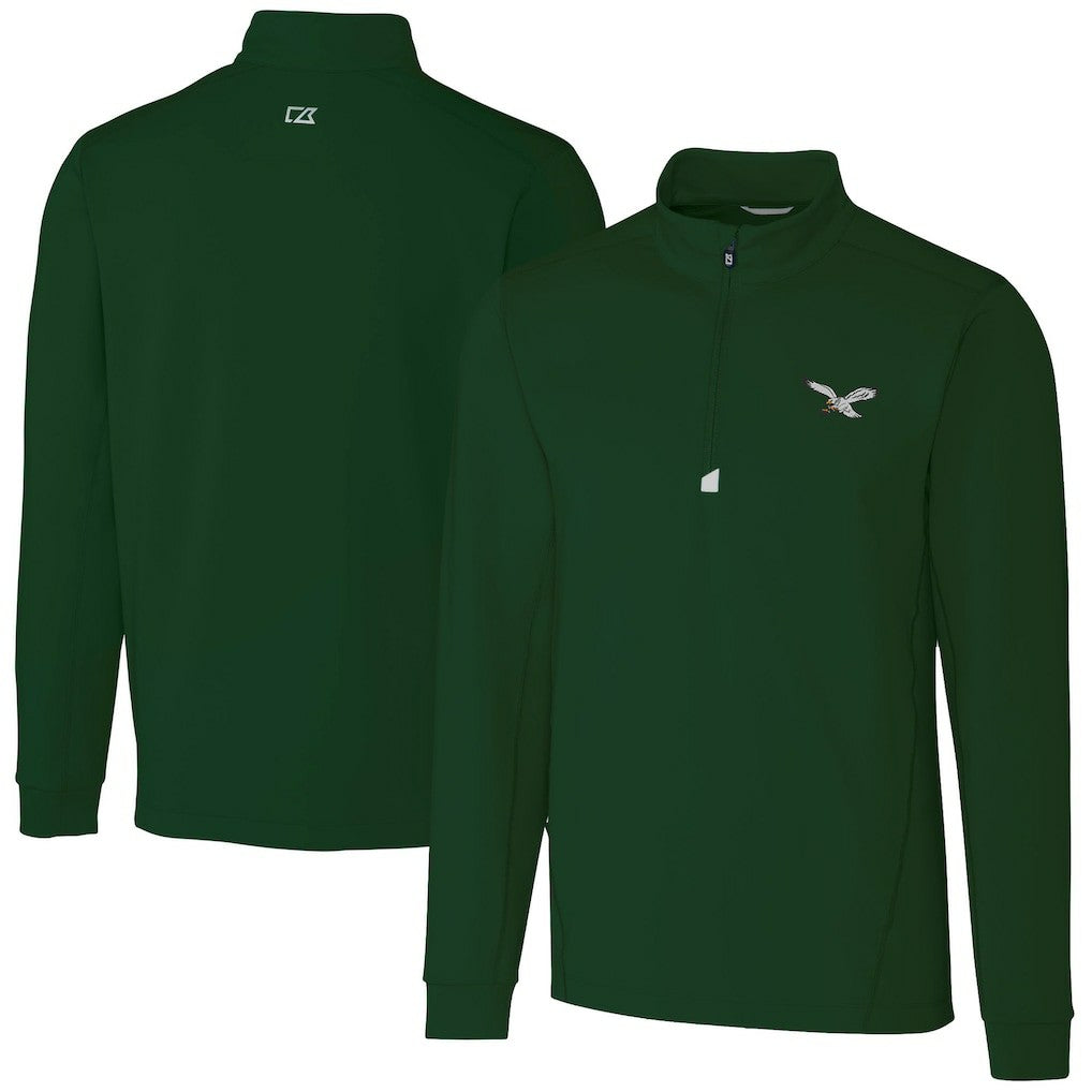 Philadelphia Eagles Cutter & Buck Traverse Stretch Quarter-Zip Pullover - Hunter Green - NFL