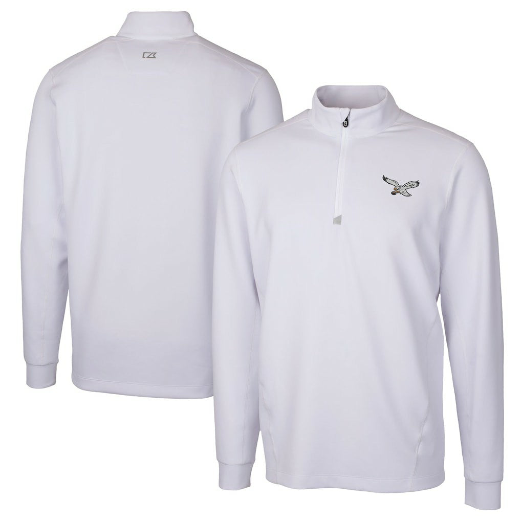 Philadelphia Eagles Cutter & Buck Traverse Stretch Quarter-Zip Pullover - White - NFL