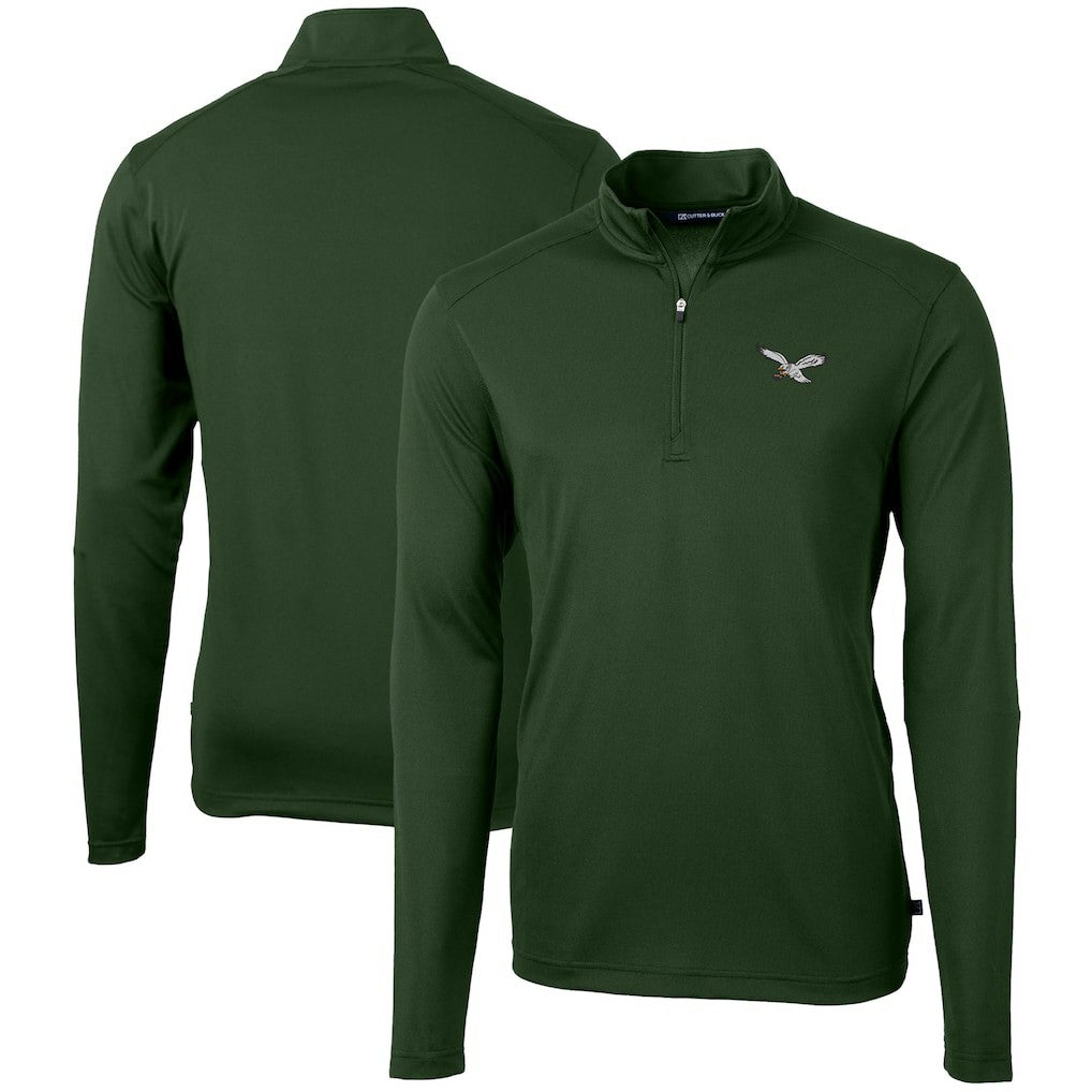 Philadelphia Eagles Cutter & Buck Virtue Eco Pique Recycled Quarter-Zip Pullover - Hunter Green - NFL