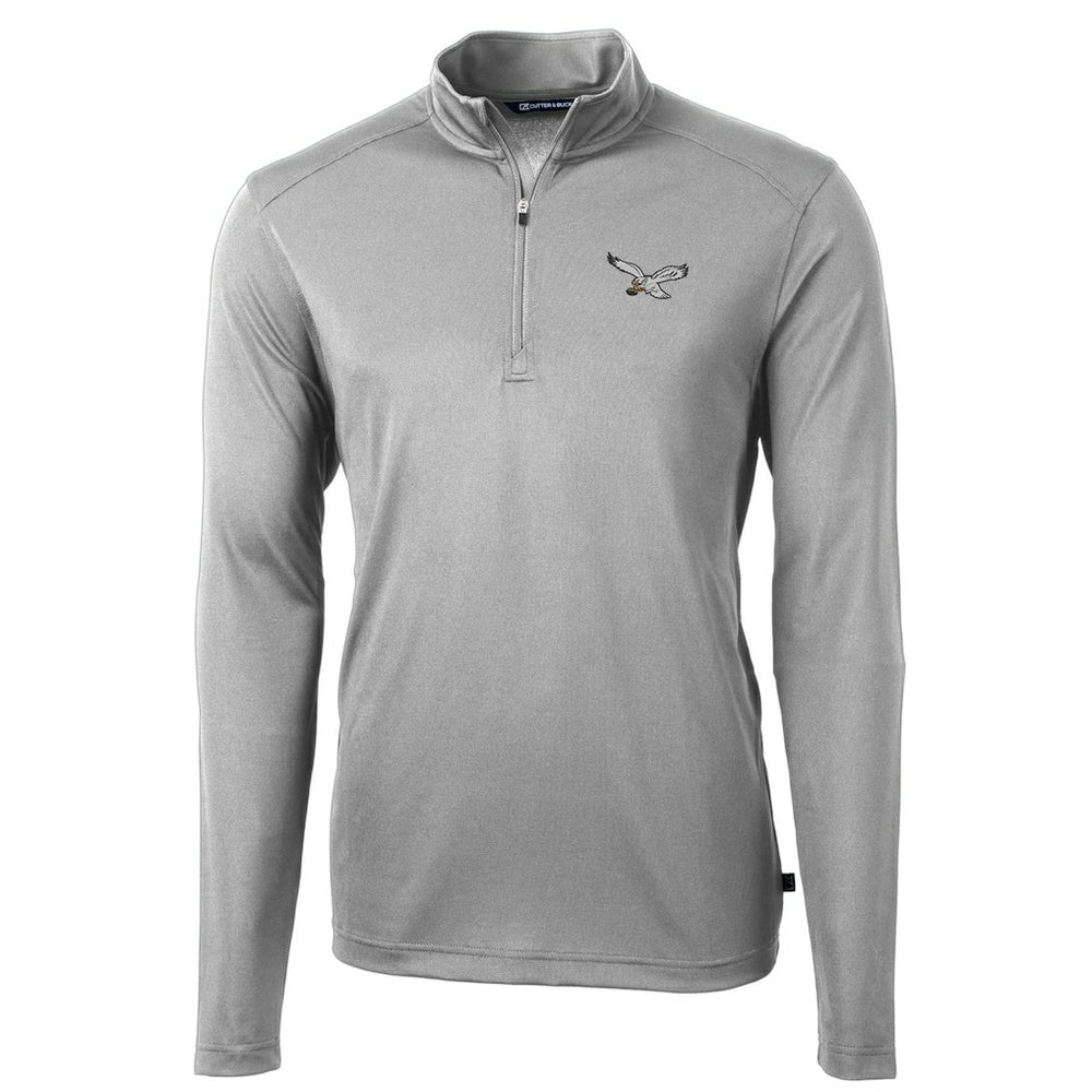 Philadelphia Eagles Cutter & Buck Virtue Eco Pique Recycled Quarter-Zip Pullover - Silver - NFL