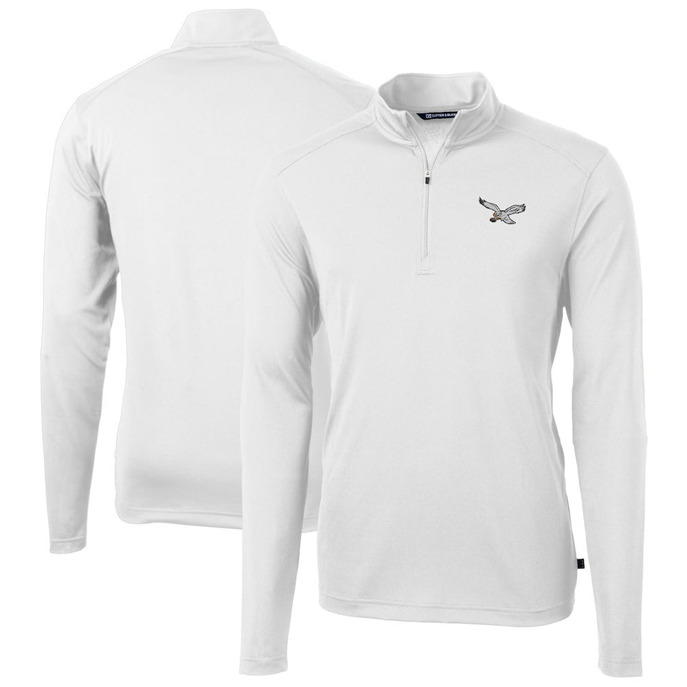 Philadelphia Eagles Cutter & Buck Virtue Eco Pique Recycled Quarter-Zip Pullover - White - NFL