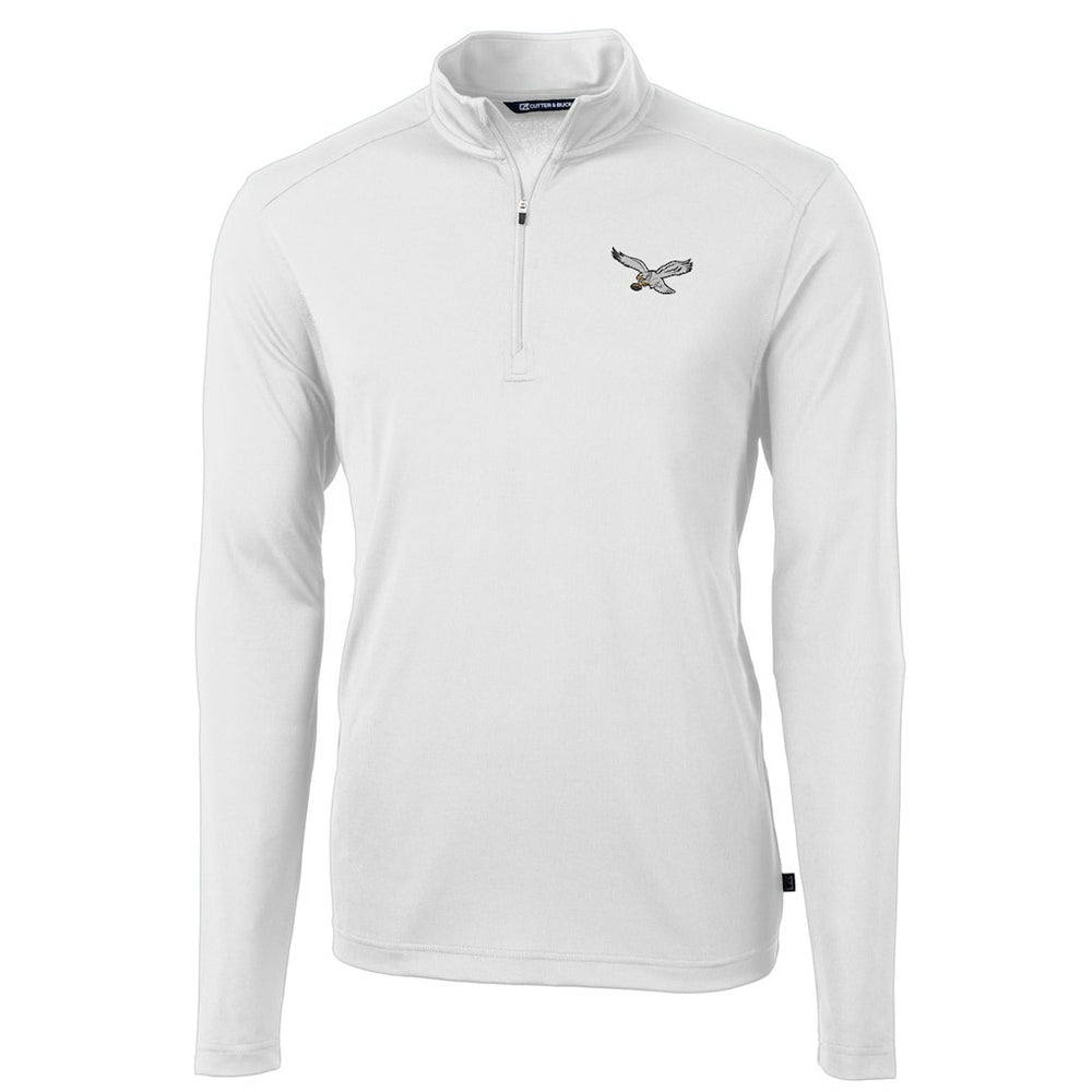 Philadelphia Eagles Cutter & Buck Virtue Eco Pique Recycled Quarter-Zip Pullover - White - NFL