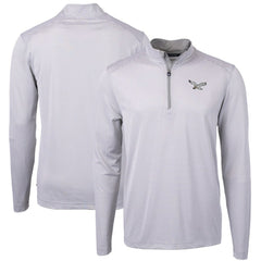 Philadelphia Eagles Cutter & Buck Virtue Eco Pique Micro Stripe Recycled Quarter-Zip Pullover Top - White - NFL