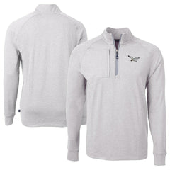 Philadelphia Eagles Cutter & Buck Adapt Eco Knit Heathered Recycled Quarter-Zip Pullover - Heather Gray - NFL