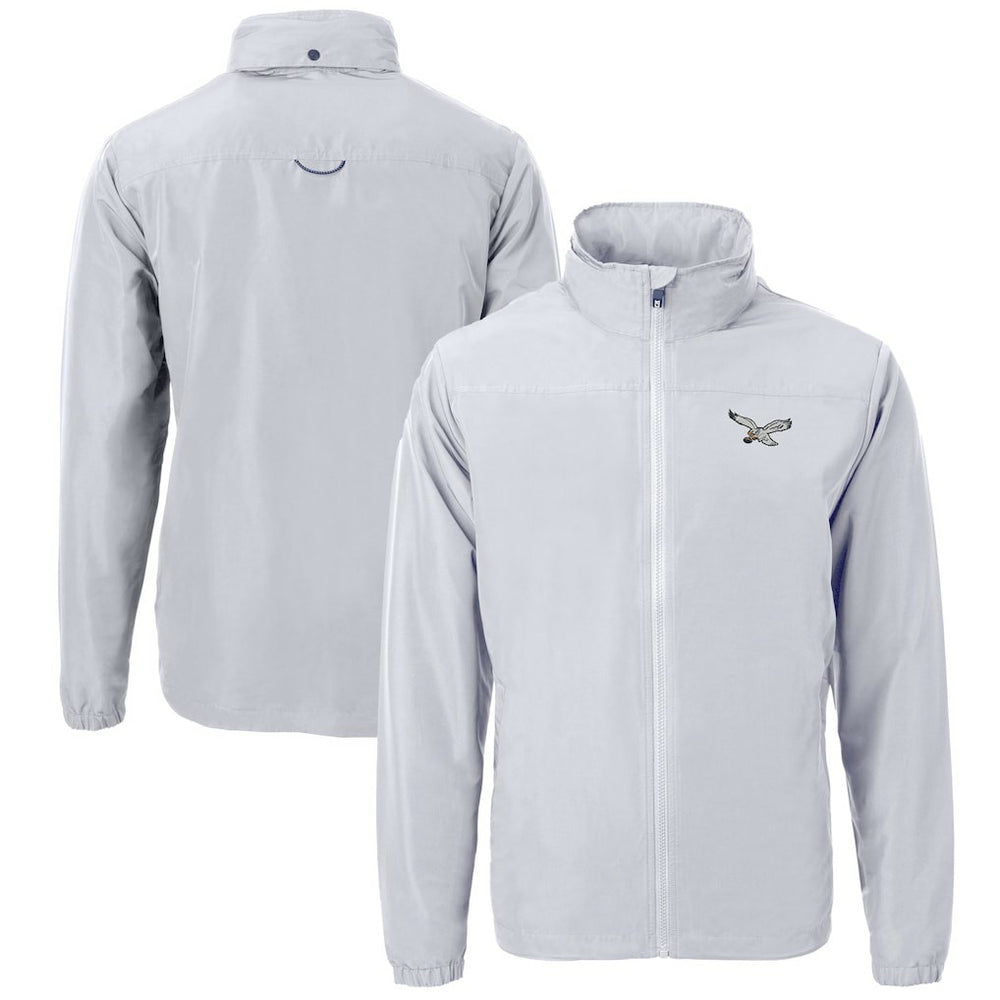 Philadelphia Eagles Cutter & Buck Charter Eco Recycled Full-Zip Jacket - Silver - NFL