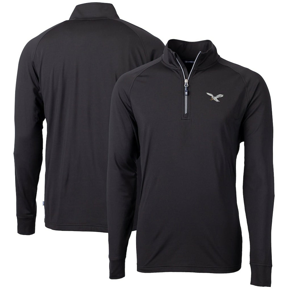 Philadelphia Eagles Cutter & Buck Eco Knit Stretch Recycled Quarter-Zip Pullover - Black - NFL