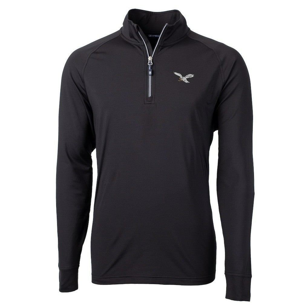 Philadelphia Eagles Cutter & Buck Eco Knit Stretch Recycled Quarter-Zip Pullover - Black - NFL