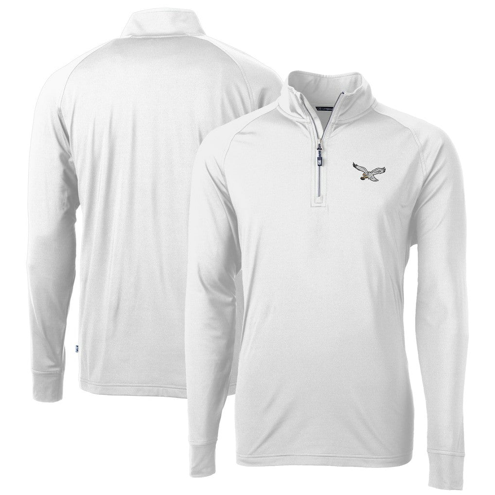 Philadelphia Eagles Cutter & Buck Eco Knit Stretch Recycled Quarter-Zip Pullover - White - NFL