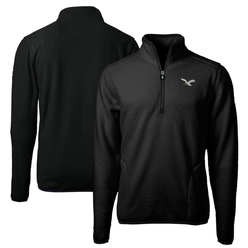 Philadelphia Eagles Cutter & Buck Cascade Eco Sherpa Fleece Quarter-Zip Pullover Jacket - Black - NFL