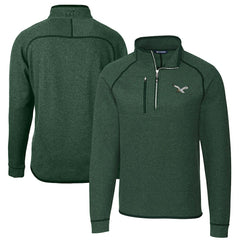 Philadelphia Eagles Cutter & Buck Mainsail Sweater-Knit Half-Zip Pullover Jacket - Heather Green - NFL