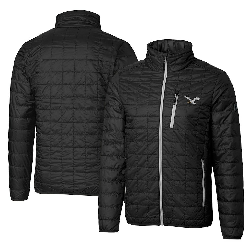 Philadelphia Eagles Cutter & Buck Rainier PrimaLoft Eco Insulated Full-Zip Puffer Jacket - Black - NFL